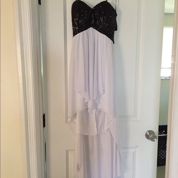 Windsor Hi-Low Black/White Prom Dress - Picture 2 of 8